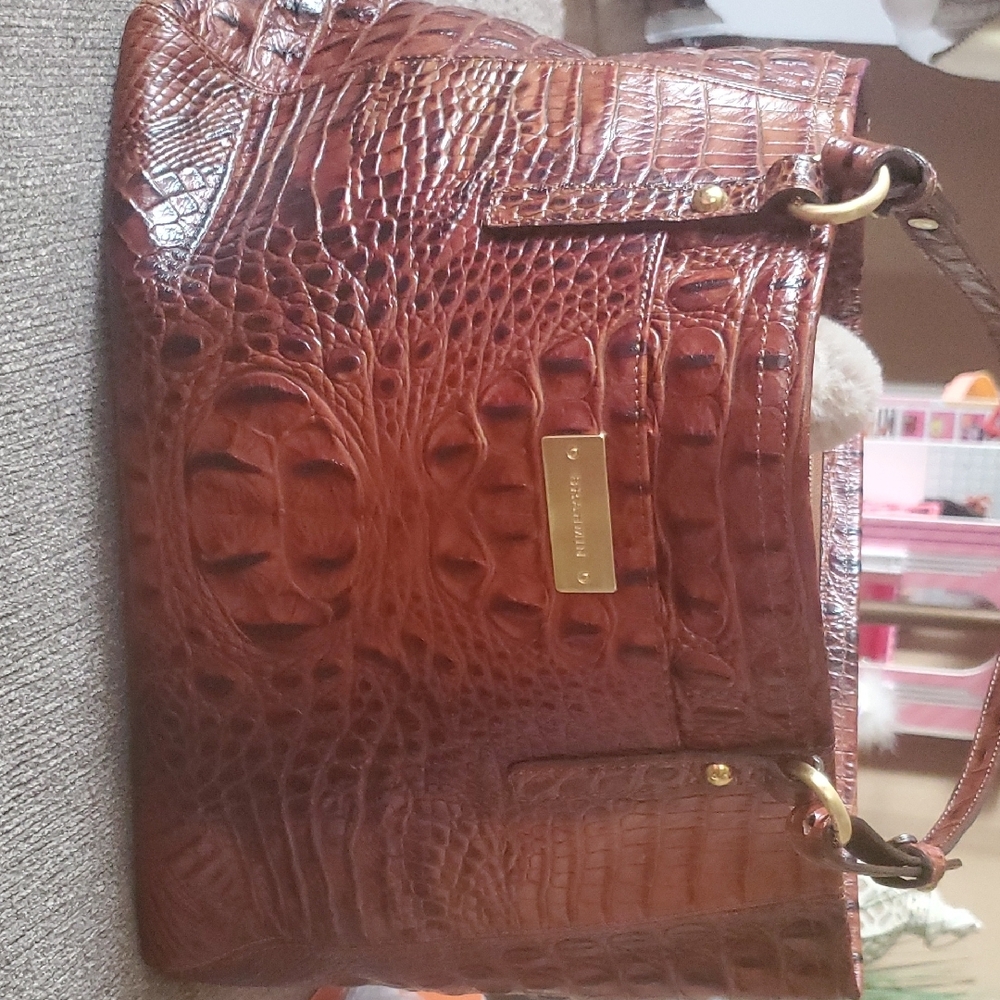 Brahmin.   Crocodile Embossed Leather Bag